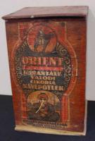 Régi fa Orient kávés doboz megviselt állapotban - Garantált valódi cikoria kávépótlék 14x9x9cm