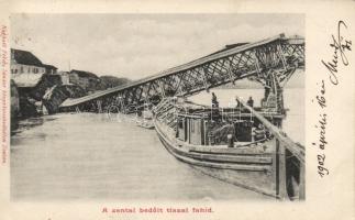 Zenta damaged bridge on the river Tisza