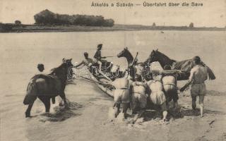 Száva river, soldiers crossing