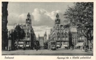 Budapest V. Apponyi tér, Klotild Palota, villamos, So. Stpl