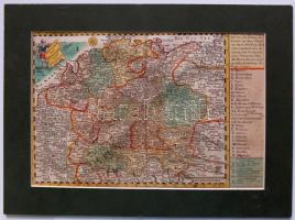 Johann Georg Schreiber (1676-1745): Németország térképe. Színezett rézmtszet /  Map of Germany. Colored etching. 26x18 cm