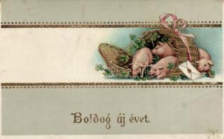 New year, pig, litho