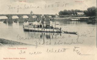 Szolnok Tisza híd a Sirály gőzössel