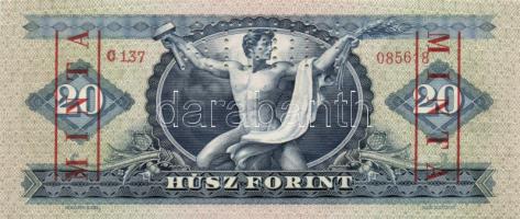 1957. 20Ft "MINTA" perforáció és felülnyomás T:I (egyik sarok minimálisan kopott)