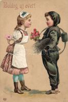 New year, chimney sweeper and the girl, litho, Emb. (EK)