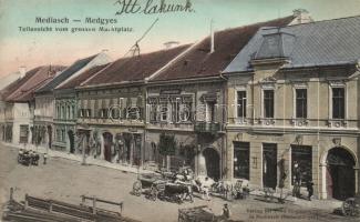 Medgyes market place with the shop of Wilhelm Oberth