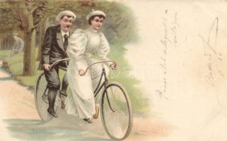 Tandem bicycle, litho