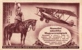 Hungarian people thanks to Mussolini, aeroplane