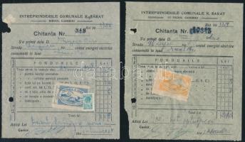 Románia 1930-1941 Ramnicu Sarat a helyi zsinagóga által kiadott 3 nyugta, elismervény városi okmányb...