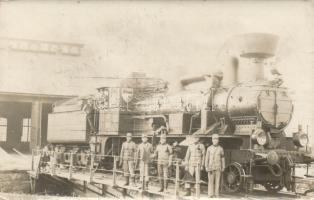 Locomotive with soldiers, real photo (EK)