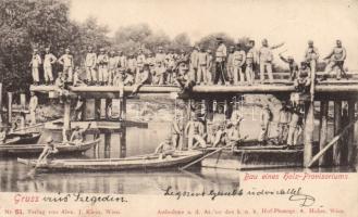 Soldiers, bridge construction