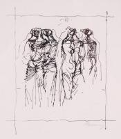 Barcsay Jenő (1900 - 1988): Alakok szita 42×32 cm. Üvegezett keretben