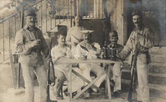 K.u.K. soldiers with a mariner from SMS Planet, photo