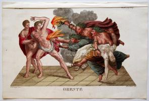 Oresztész. Színezett acélmetszet az 1823-ban Milánóban kiadott Dizionario d'ogni mitologica e antichita vol. IV illusztrációiból, 15x22,5cm
