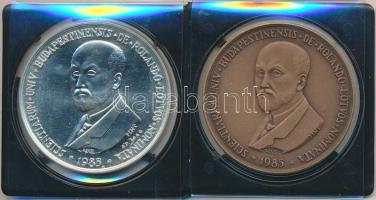 Kelemen Kristóf (1922-) 1985. "Pázmány Péter - Eötvös Lóránd" Ag(640) és Br emlékérem pár (34.47g/d=42mm) T:1