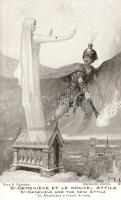 French propaganda, Military WWI, St Genevieve and the new Attila, s: S. Solomko