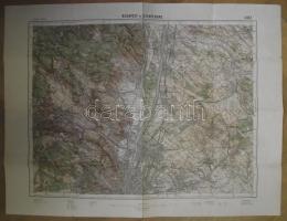 1936 Magyar Kir. Állami Térképészet Budapest és Szentendre térképe 47x64cm