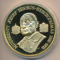 Bognár György (1944-) 1991. "Mindszenty József Bíboros Hercegprímás 1892-1975" nagyméretű aranyozott emlékérem (65mm) T:PP