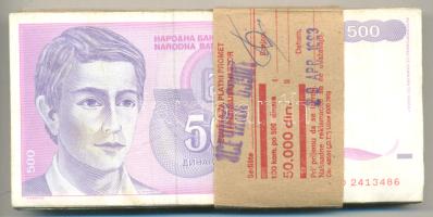 Jugoszlávia 1992. 500D (100x) kötegelve T:vegyes Yugoslaia 1992. 500 Dinara (100x) C:mixed