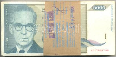 Jugoszlávia 1992. 5000D (100x) kötegelve T:vegyes Yugoslaia 1992. 5000 Dinara (100x) C:mixed