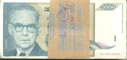 Jugoszlávia 1992. 5000D (100x) kötegelve T:vegyes Yugoslaia 1992. 5000 Dinara (100x) C:mixed