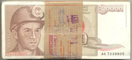Jugoszlávia 1987. 20.000D (100x) kötegelve T:vegyes Yugoslaia 1987. 20.000 Dinara (100x) C:mixed