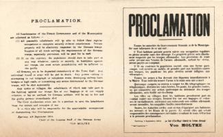 1914 Proclamation / WWI German political propaganda for the people of Epernay; Von Moltke