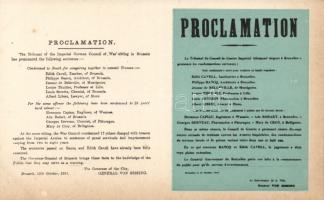 1915 Proclamation / WWI German political propaganda against French treason and hostility; General von Bissing