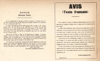 1916 Avis, Texte francais / WWI military notice about deporting to the concentration camps; Lille, Etappen-Kommandantur
