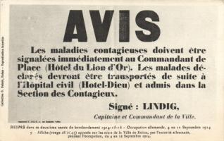Avis / WWI French military notice, Lindig, propaganda against infectious diseases
