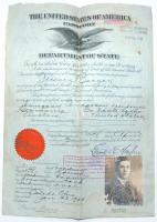 1924 Amerikába kivándorolt magyar férfi fényképes útlevele