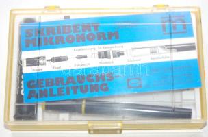 Skribent Mikronorm műszakitoll-készlet eredeti dobozában, magyar nyelvű leírással / Vintage German technical pen set in original box
