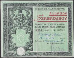 1940 Magyar Kir. Államvasutak "Állandó Szabadjegy" / Railroad ID