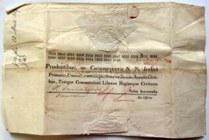 1839 Helytartótanácsi leirat báró Eötvös Ignác királyi főpohárnok, főispán és valóságos belső titkos tanácsos, Eötvös József nagyapja és Bujanovics Ernő tanácsos saját kezű aláírásával / Ex offo letter of the Governing Council
