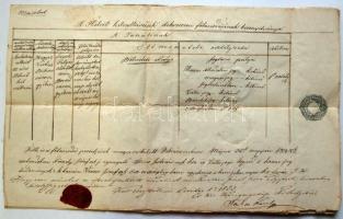 1853 Hivatalos másolat a Debreceni Református Kollégium 1848-ban kiállított jogtani bizonyítványáról 6 és 10 krajcáros vignettával