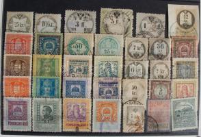 34 db okmány- ill. illetékbélyeg