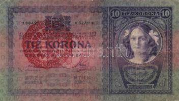 1904. 10K piros "Magyarország" körbélyegzővel T:III