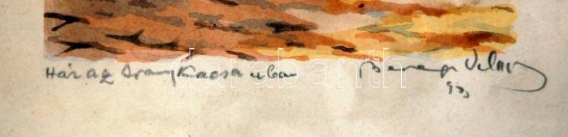 CCa 1933 Beregi Vilmos - Ház az Aranykacsa utcában (Tabán!!!) akvarell 34×26 cm,üvegezett keretben