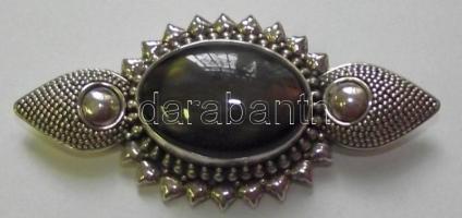 Díszes ezüst (Ag) bross hatalmas labradorit kővel díszítve / Silver brooch with large labradorit br. 29,4gr 8x4cm