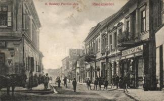 Rimaszombat Rákóczi street with the shop of Pál Szoyka (small tear)