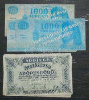 Kis vegyes bankjegy és szükségpénz, reklámpénz gyűjtemény albumba rendezve,közel 100db, köztük jugoszláv papírpénzek, adópengők és részvény szelvények is. T:vegyes