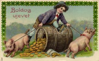 New Year, pigs litho