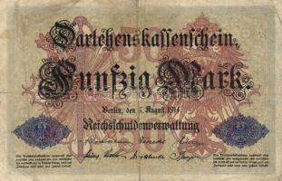 Német Birodalom / Császárság 1910. 100M T:III + 1914. 50M 6 jegyű sorszámmal T:III + Német Birodalom / Weimari Köztársaság 1922. 50.000M T:II-   Germany Empire 1910. 100 Mark C:F + 1914. 50 Mark 6 serials C:F + Germany-Weimar Republic 1922. 50.000 Mark C:VF