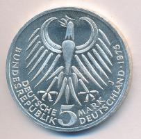 NSZK 1975J 5M Ag "Friedrich Ebert" tanúsítvánnyal T:1 GFR 1975J 5 Mark Ag "Friedricjóh Ebert" C:Unc