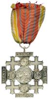 Vatikán 1901-1977. "A Szent Föld Ezüst Érdemérme (Jeruzsálem Kereszt)" kitüntetés mellszal...