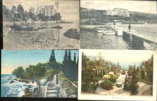 8 db régi városképes lap, olasz és horvát városokról (Abbazia, Crikvenica, Trieste)