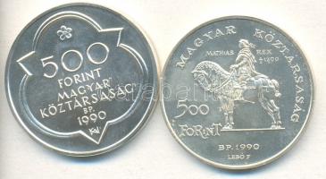1990. 500Ft Ag + 500Ft Ag "Mátyás király" pár T:BU