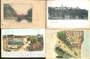4 db régi városképes lap, ausztriai városokról egy lithoval (Vienna, Graz)