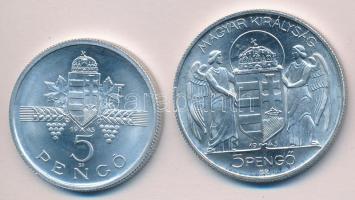 1943. 5P "Horthy Miklós születésének 75. évfordulója" Alu T:1 + 1945. 5P Alu T:1