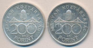 1992. 200Ft Ag "MNB" (2x) T:2